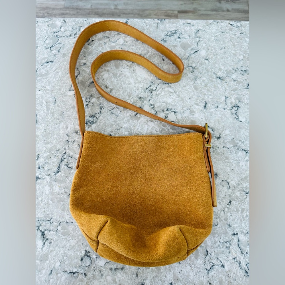 Golden Yellow Leather Suede Shoulder Bag